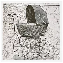 Vintage Baby Buggy Steampunk Art Greeting Card 6 X 6