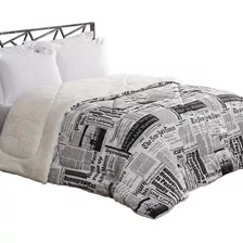 Edredom Zilu Enxovais Coberdrom Winter Queen Diseño Jornal Color Branco E Preto De 2.5m X 2.4m