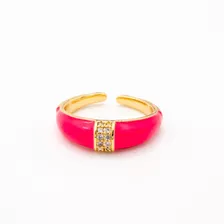 Anillo Grueso Esmaltado Ajustable Zirconia Chapa