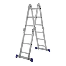 Escada De Alumínio Mor 4 X 3, 12 Degraus Multifuncional Cor Azul