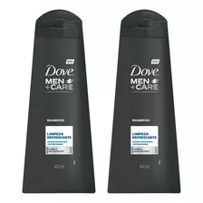 Kit 02 Shampoos Dove Men+care Limpeza Refrescante 400ml