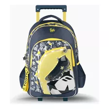 Mochila Escolar Footy Botin F3241 Color Amarillo Diseño Estampado