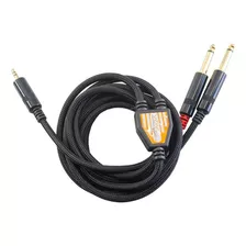 Cable Profesional Plug Spica Estéreo A Doble 1/4 Mono 1,8 Mt