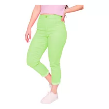 Calça Mom Jeans Sarja Neon Colorida Solta Lycra Bolso Smart 