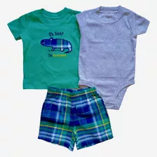 Trio Carters Kit 3 Peças Conjunto Verão Gola Polo Menino