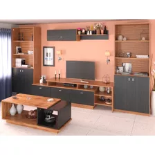 Combo Mesa Tv + Mesa Ratona + Repisa + Biblioteca Modular