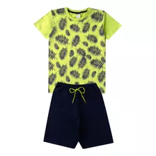 Conjunto Infantil Verão Menino Camiseta Bermuda Moletinho