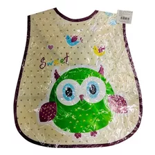 Babador Infantil Coruja Resistente Alimentacao C/bolso