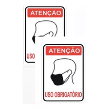 Kit Com 2 Placas Atenção Máscara Uso Obrigatório - Ps89