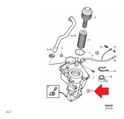 Base Filtro Aceite Volvo C30 C70 S40 S60 S80 V40 V50 2.5 T5 Foto 10