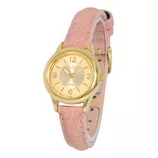 Relógio Condor Feminino Pequeno Mini Dourado Couro 