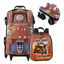 Kit Escolar Tow Mater Cars Pixar Mala 3d E Lancheira Maxtoy