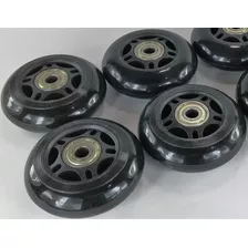 Ruedas Rollers Goma Pu 76 Mm X4 Unidades Con Rulemanes Abec7