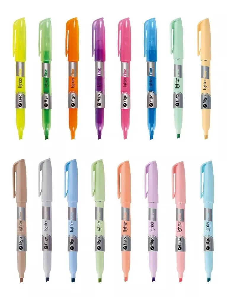 Resaltadores Filgo Lighter Fine X 16 Colores Fluo Y Pastel