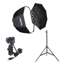 Kit Softbox Godox 80cm C/ Grid + Tripé + Suporte P/ Lâmpada