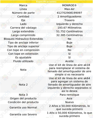 2 Amortiguadores Neumticos Max-air Tra 1200d 69-70 Foto 3