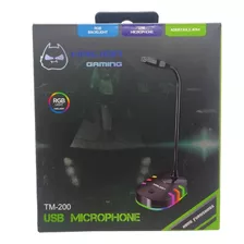 Micrófono Usb Rgb Pedestal Halion Para Pc Laptop Tm 200b Color Negro
