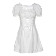 Elegante Mini Vestido Blanco Con Lazo De Seda Francesa