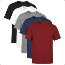 Kit 5 Camiseta Camisa Masculina 100% Algodão Básicas Premium