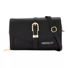 Bolsa Bandolera Forever 21 Hebilla Dorada Dama Negro