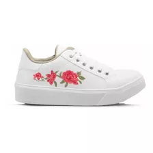 Zapatilla Mujer Sneakers Urbana Plataforma Flores Dama 710