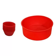 Kit Airfryer Silicone: Assadeira + 12 Forminhas Mini Cupcake