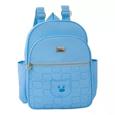 Bolsa Bebê Maternidade Mochila G Urso Menina Menino Passeio Cor Azul-claro