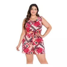 Macaquinho Plus Size Floral 