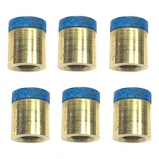 6 Virolas De Metal Com Solas 11mm P/ Taco De Sinuca / Bilhar