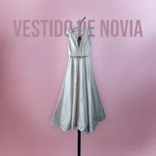 Vestido De Novia En Satén Con Escote En V, Blanco Hueso