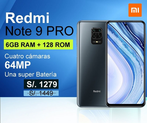 Redmi Note 9 Pro - 6gb Ram - 128gb Almacenamiento -gris