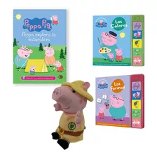 Peluche Peppa Exploradora 20 Cm + 2 Libros Con Sonido Kit 1