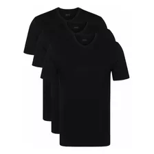 Camiseta Hugo Boss Cuello V 3 Pack Negro 100% Original