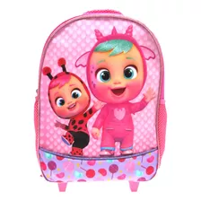 Mochila Escolar Cry Babies Bebes Llorones Con Ruedas Color Rosa Claro