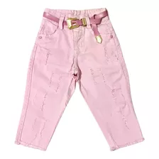 Calça Jeans Feminina Infantil De Menina Destroyed Rasgada