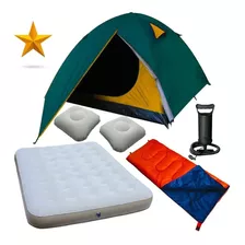 Carpa 4 Personas Colchón 2 Plza Inflador 2 Almohadas 1 Bolsa