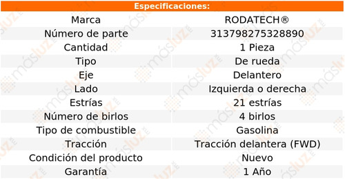 (1) Maza Rueda Del Izq/der Peugeot 206 4 Cil 1.4l Fwd 00/08 Foto 5