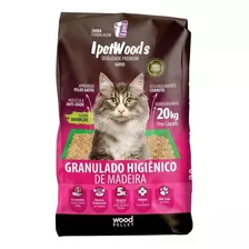 Granulado Higiênico De Madeira Ipet Wood's Gatos - 20kg X 20kg De Peso Neto