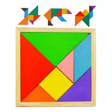 Tangram En Madera Con Formas Colores Puzzle 7 Piezas Ingenio