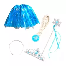 Vestido Y Accesorios Frozen Elsa Tutu Trenza Tiara Y Cetro