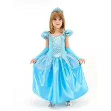 Fantasia Vestido Frozen Elsa Infantil Luxo E Coroa E Luvas
