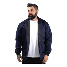 Jaqueta Básica Azul Masculina Acolchoada Inverno Frio