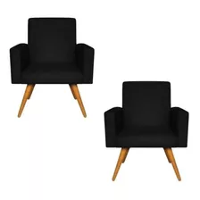 Kit 02 Cadeira Poltrona Para Escritório Preto Decor Desenho Do Tecido Suede