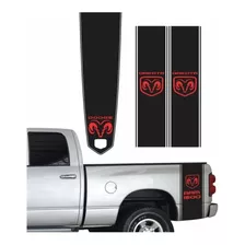 Kit Adesivos Lateral E Capo Dakota Para Dodge Ram 1500 20701 Cor Preto E Vermelho