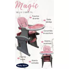 Silla Carpeta De Comer Para Bebes Con Forro Reversible Color Rosa Claro Silla Mesa Carpeta