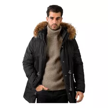 Campera Parka Hombre Gabardina Invierno Forrada Piel Capucha