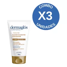 Combo X3 Dermaglos Crema Gel Autobronceante Hidratante 150gr