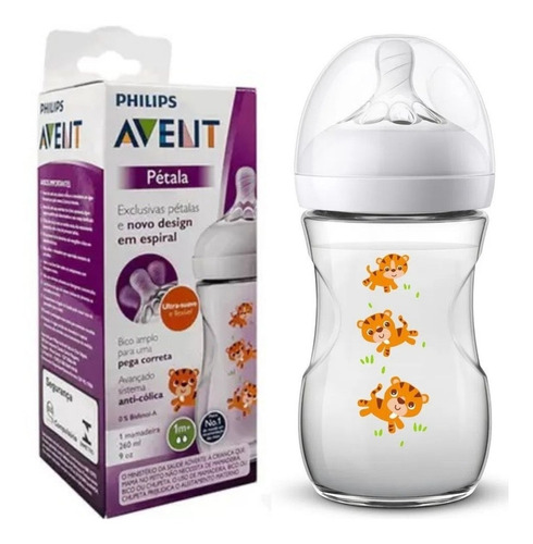 Mamadeira Avent Pétala Anti-cólica 260ml Philips Decorada