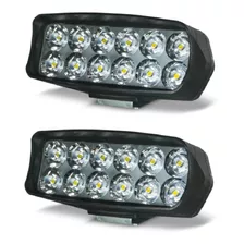 Faro Auxiliar 12 Led Moto Cuatriciclo Luz 18w 1800lm X 2