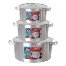 Set X3 Cacerola Gastronomica Aluminio Alumar N°18 24 30